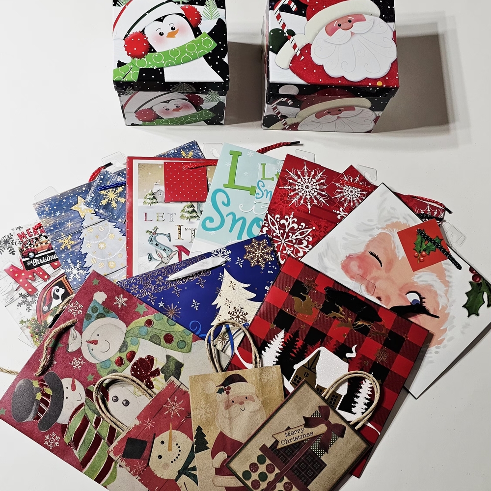 Bundle Of  3 Christmas Boxes,13 Medium Bags And 11 Small Bags